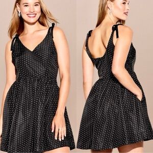 NWTS🌹THE OCCASION XL🌹BLACK TAFFETA FIT & FLARE SWING DRESS BACK ZIP CLOSURE